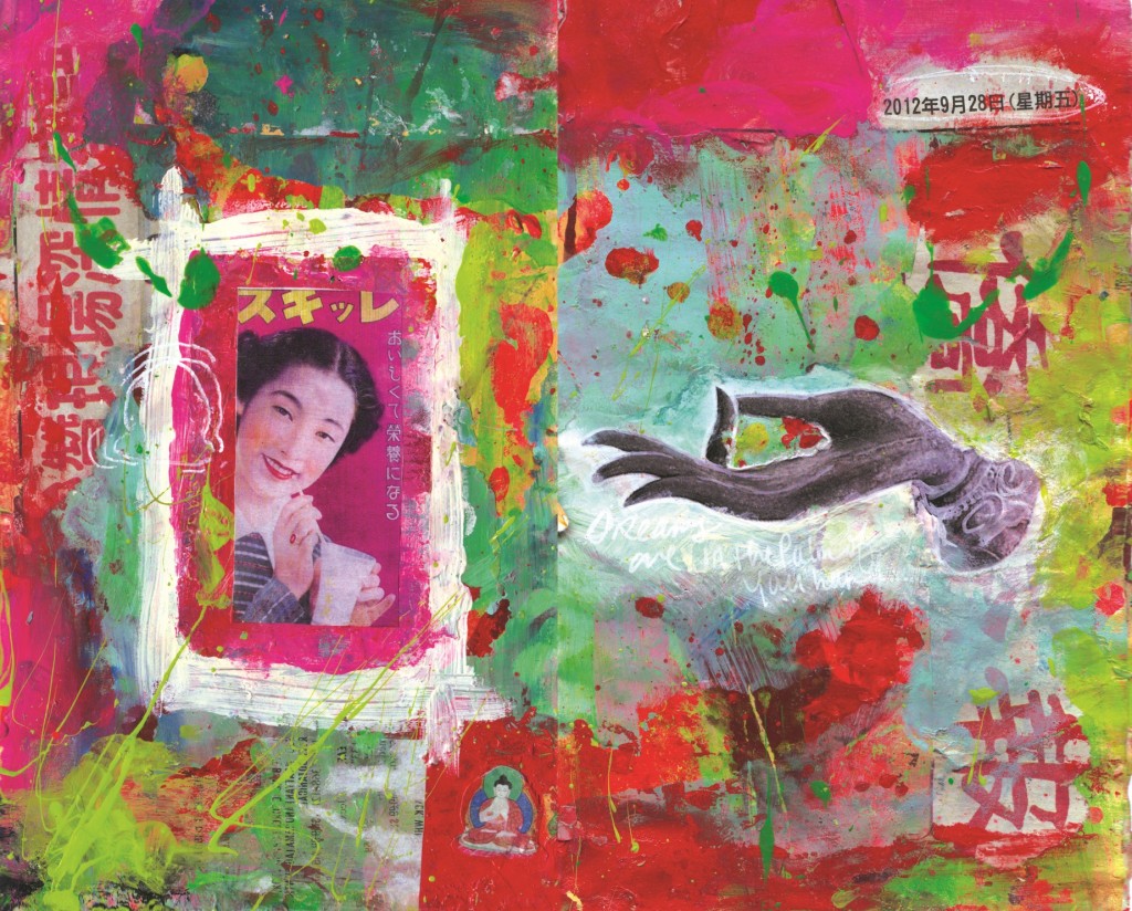 Pop Buddha Art, Mixed Media Journal Page by Rachel Urista
