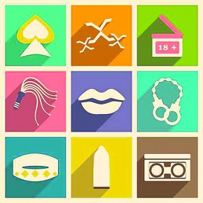 Flat with shadow concept and mobile application erotica